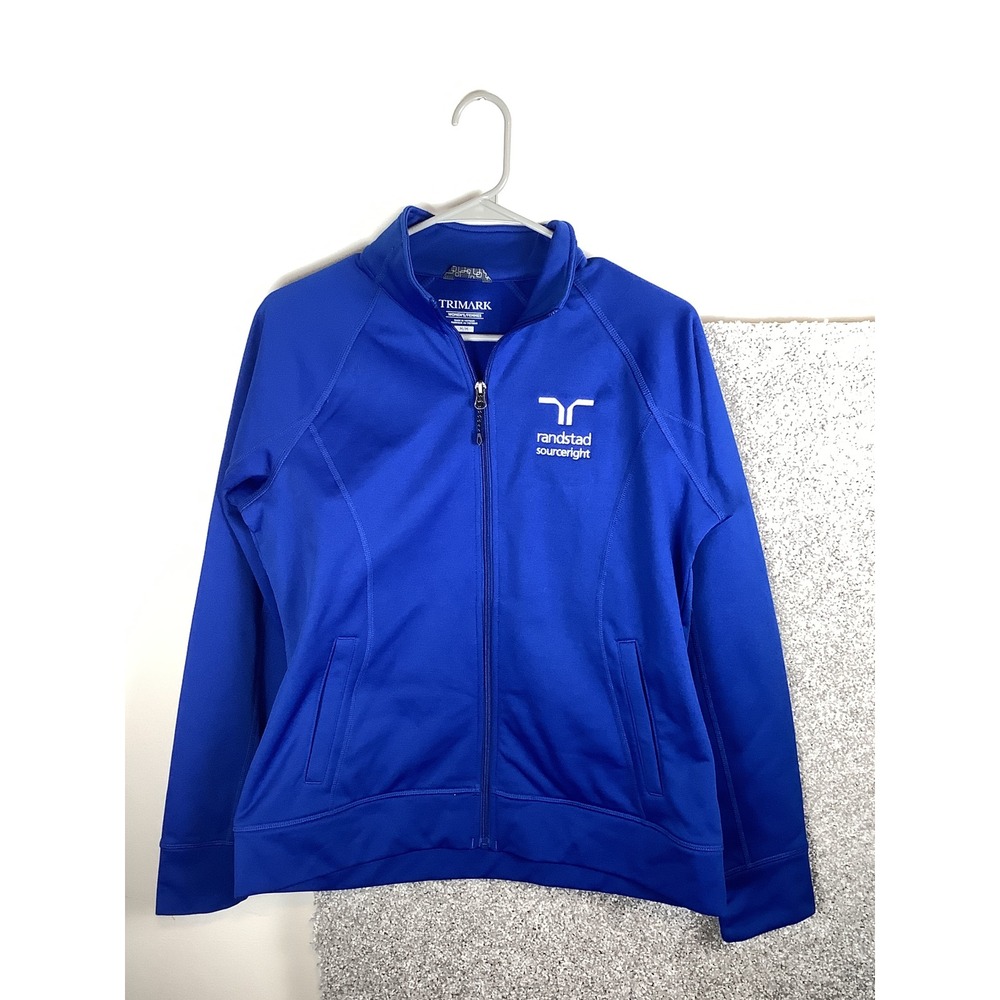 Trimark Womens Royal Blue Full Zip Mock Neck Athletic Jacket Randstad Logo M